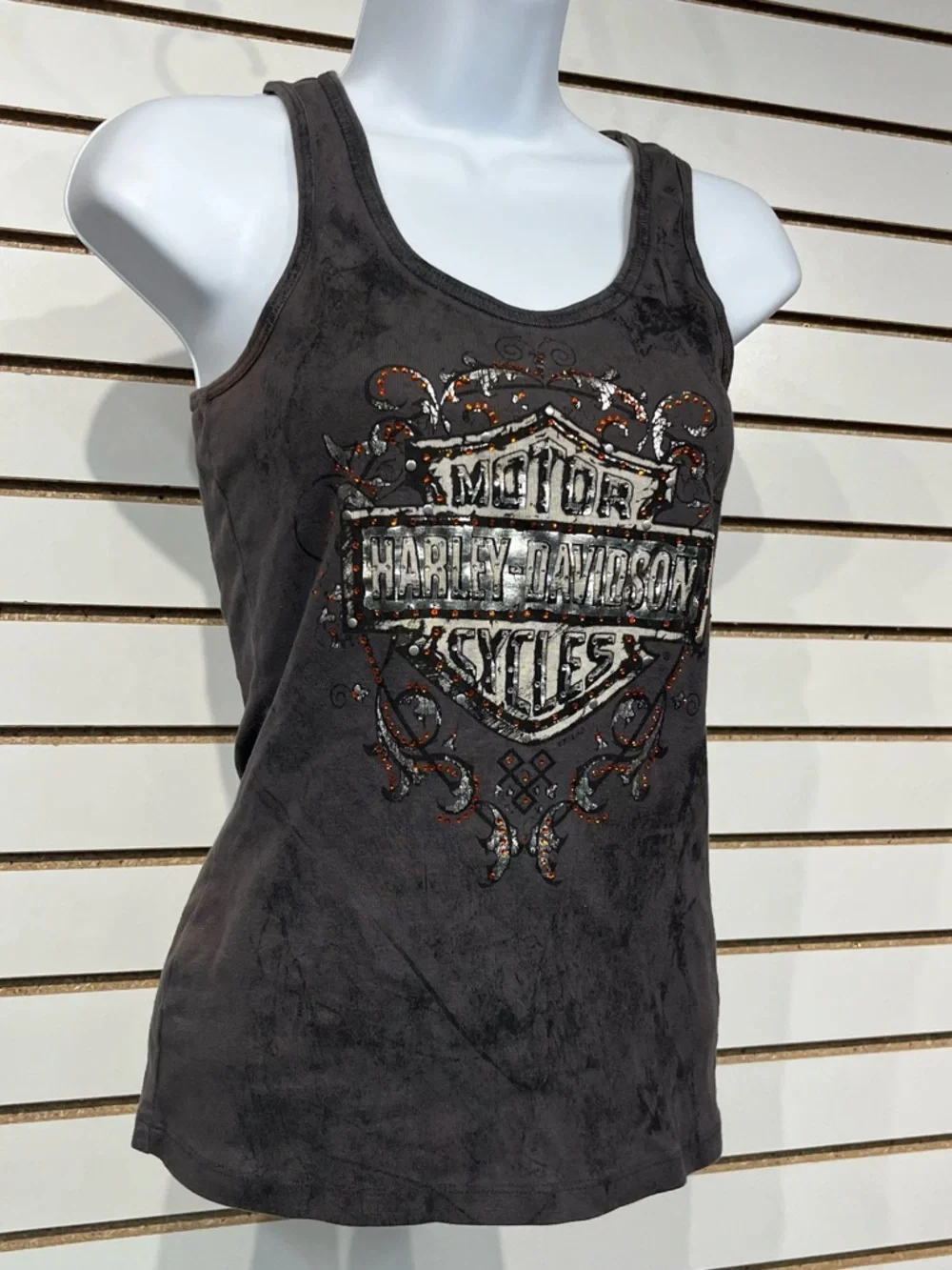 Harley Davidson sparkly gray tank size small - Picture 2 of 8